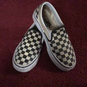 Checkered White and black slip on Vans
